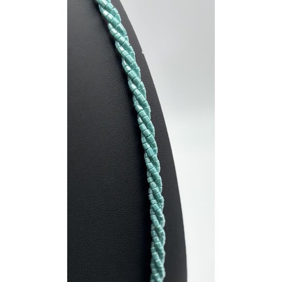 Vintage Nolan Miller Long Necklace 2 Twisted Strands Light Blue Glass Beads, 37" - Picture 4 of 11